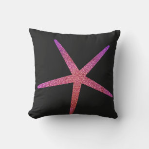 Valentines Day Pink Purple Glitter Starfish Gift Outdoor Pillow