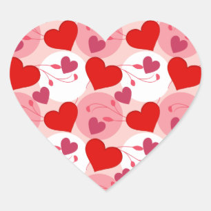 Valentines Day Pink & Red Heart Pattern Sticker