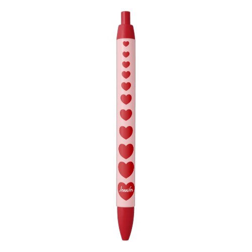  Valentines Day Pink Red Hearts Personalized Black Ink Pen