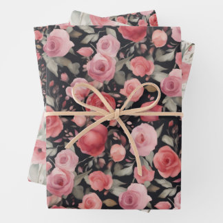 Valentines Day Pink & Red Roses  Wrapping Paper Sheets