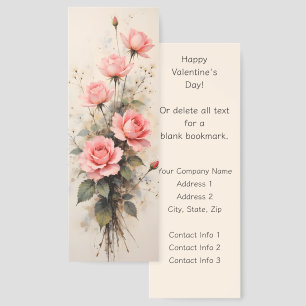 Valentine's Day Pink Roses Bouquet Promotional Bookmarks