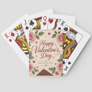 Valentines Day Pink Roses Chocolate Bars Poker Cards