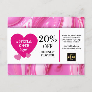 Valentine's Day Pink Swirls Coupon Discount Postcard