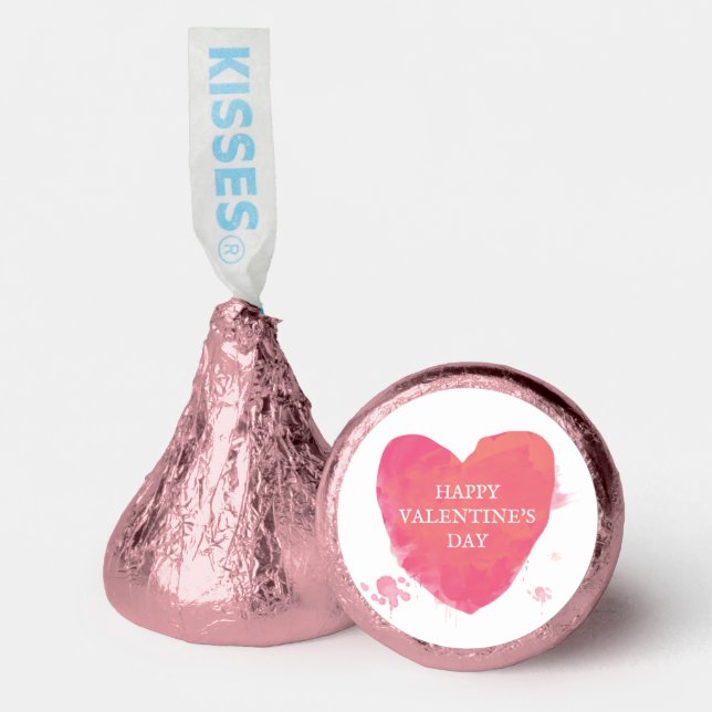 Valentine's Day Pink Watercolor Love Heart Hershey®'s Kisses® (Front)