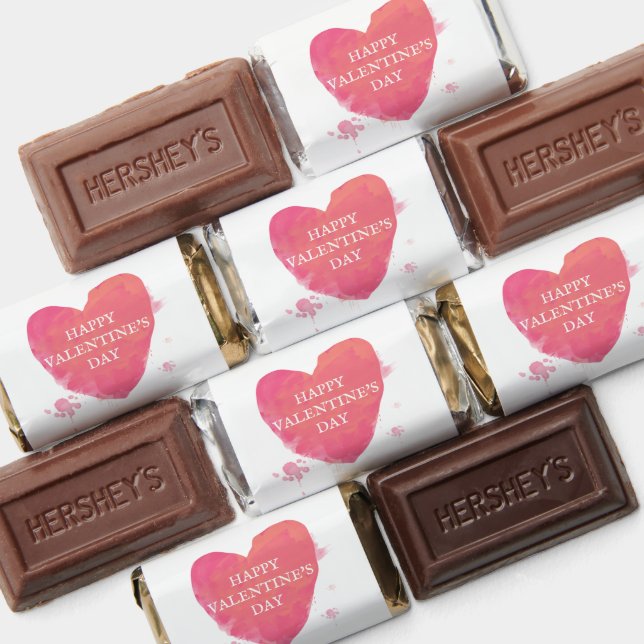 Valentine's Day Pink Watercolor Love Heart Hershey's Miniatures (Assorted)