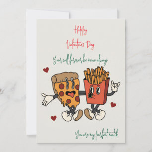 Valentine's Day "Pizza and Fried Potatoes Match"  Holiday Card