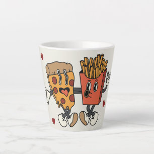 Valentine's Day "Pizza and Fried Potatoes Match"  Latte Mug