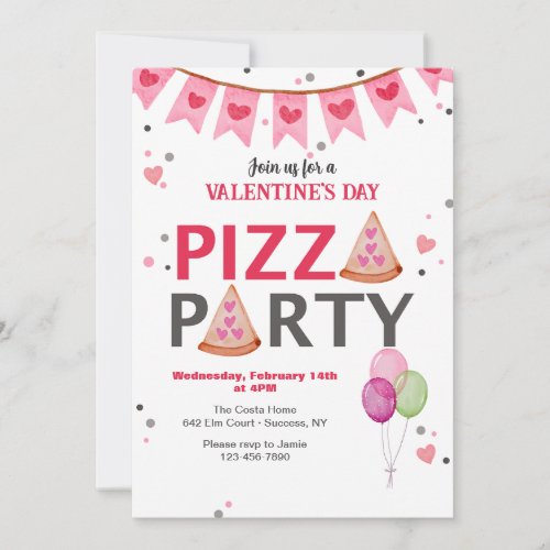 Valentines Day Pizza Party Invitation