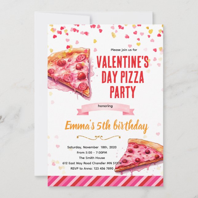 Valentine's Day Pizza Party invitation (Front)