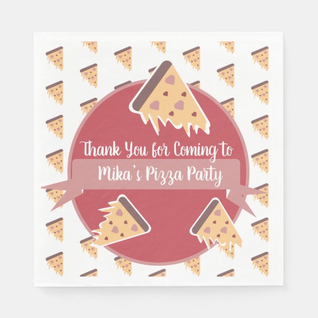 Valentines Day Pizza Party Kids Party  Napkins (Front)