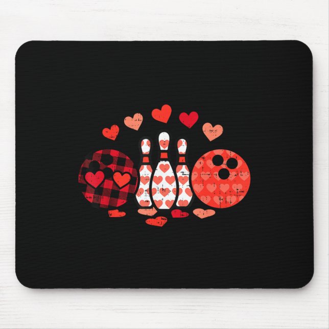 Valentines Day Plaid Bowling Valentine Srts Men Wo Mouse Pad (Front)