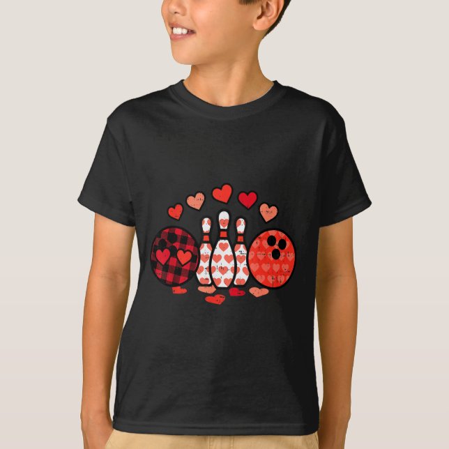 Valentines Day Plaid Bowling Valentine Srts Men Wo T-Shirt (Front)