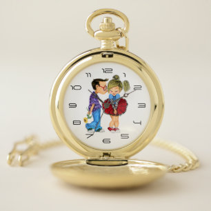 Valentines Day Pocket Watch Romantic Couple Love