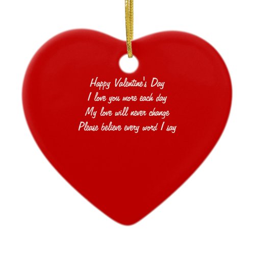 Valentine's day poem ceramic ornament