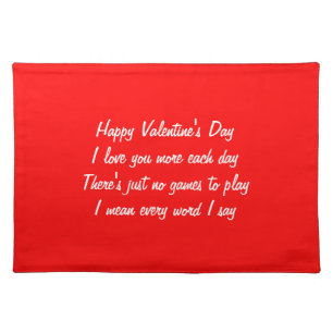 Valentine's day poem cloth placemat