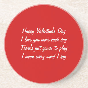 Valentine's day poem drink coaster