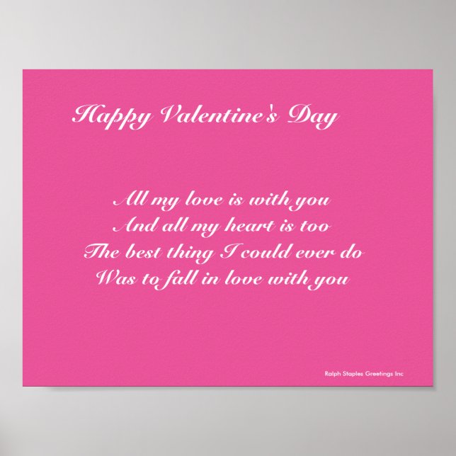 valentine's day poem for a lover poster (Front)