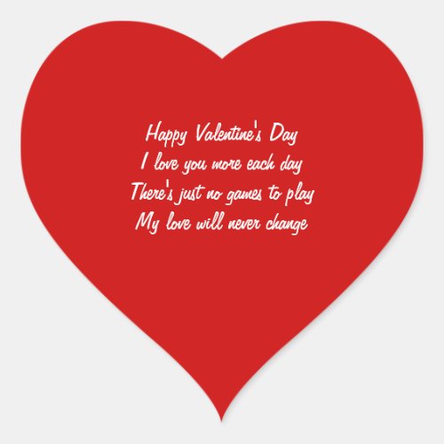 Valentines day poem heart sticker