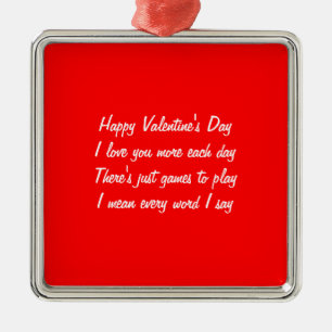Valentine's day poem metal ornament
