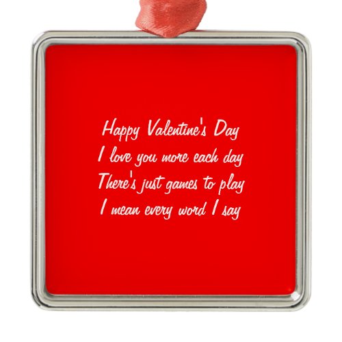 Valentine's day poem metal ornament