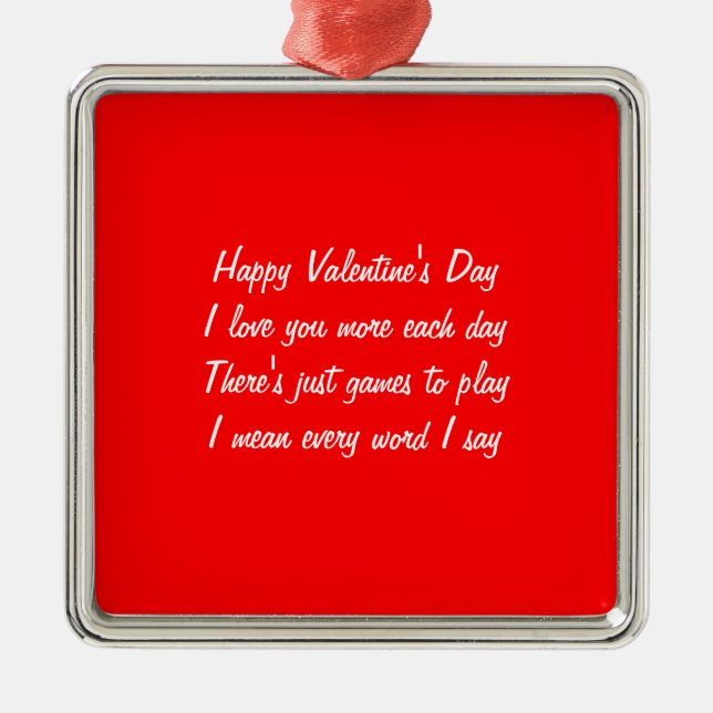 Valentine's day poem metal ornament (Front)