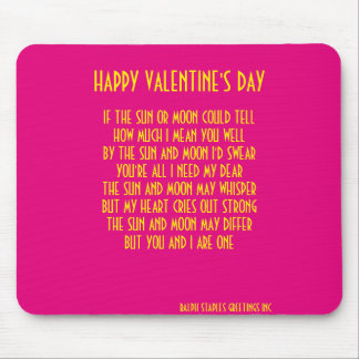 VALENTINE'S DAY POEM MOUSE PAD