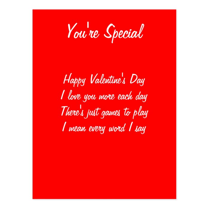 Valentine's day poem post card