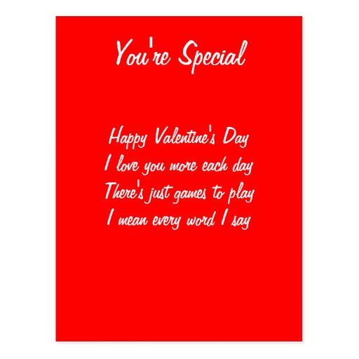 Valentine's day poem postcard | Zazzle