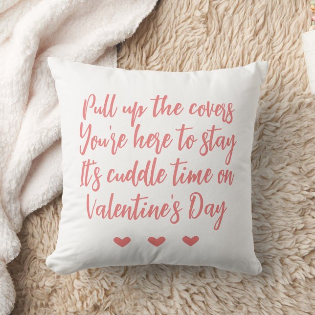 Valentine's Day poem with rhyme and pink hearts Throw Pillow (Valentine's Day design)