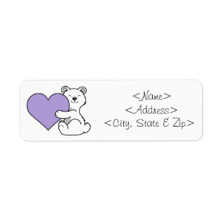 Valentine's Day Polar Bear with Light Purple Heart Label
