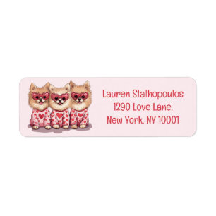 Valentines Day Pomeranian Dogs Label
