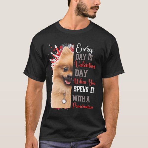 Valentines Day Pomeranian Mom Mother Doggy Pompom  T_Shirt