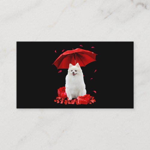Valentines Day Pomeranian Umbrella Heart Puppy Dog Business Card