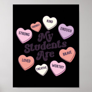 Valentines Day Positive Affirmations Candy Hearts Poster