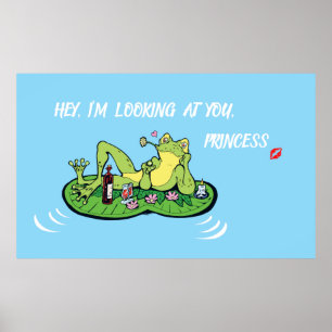 Valentine's Day Poster Love Funny Princess Frog