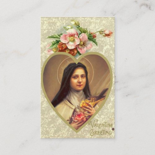 Valentines Day Prayer Holy Card with St Therese