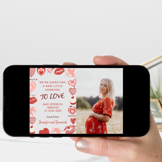 Valentines day pregnancy announcement cards grey (Front Digital)