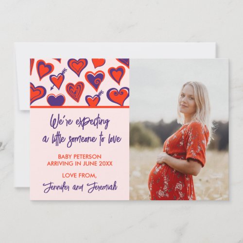 Valentines day pregnancy announcement cards red