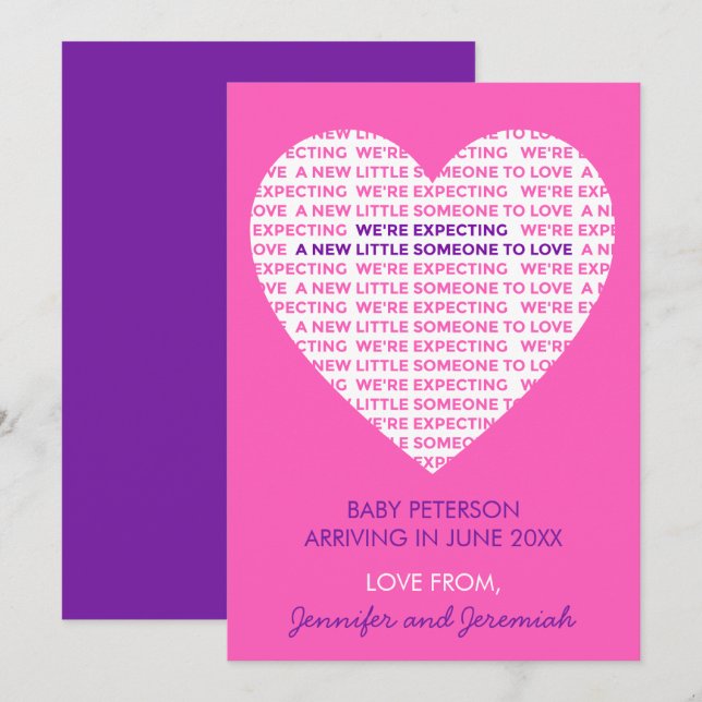 Valentines day pregnancy announcement cute pink (Front/Back)
