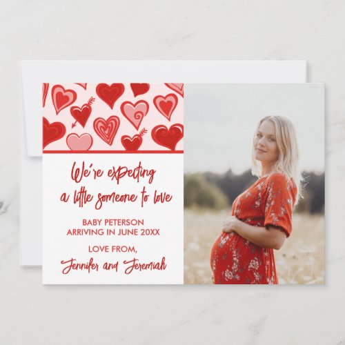 Valentines day pregnancy announcement hearts red