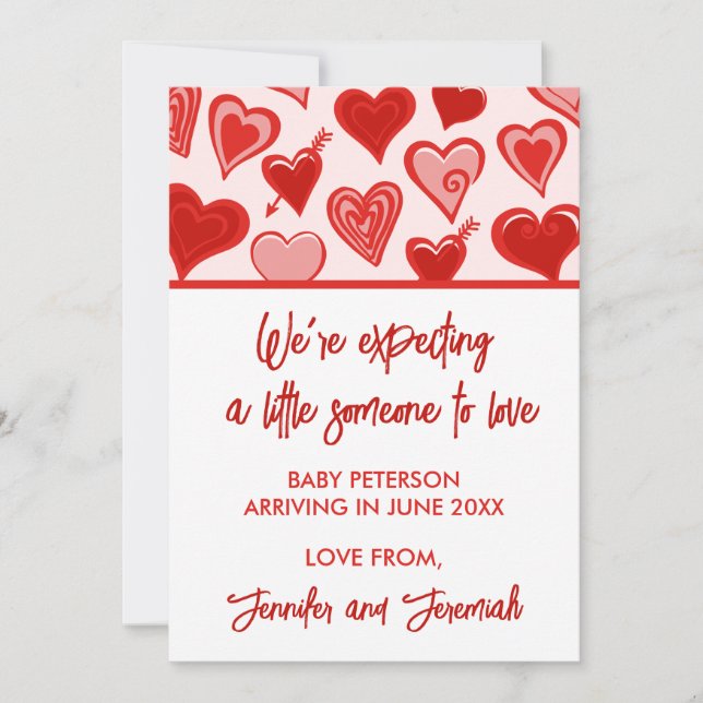 Valentines day pregnancy announcement red sweet (Front)