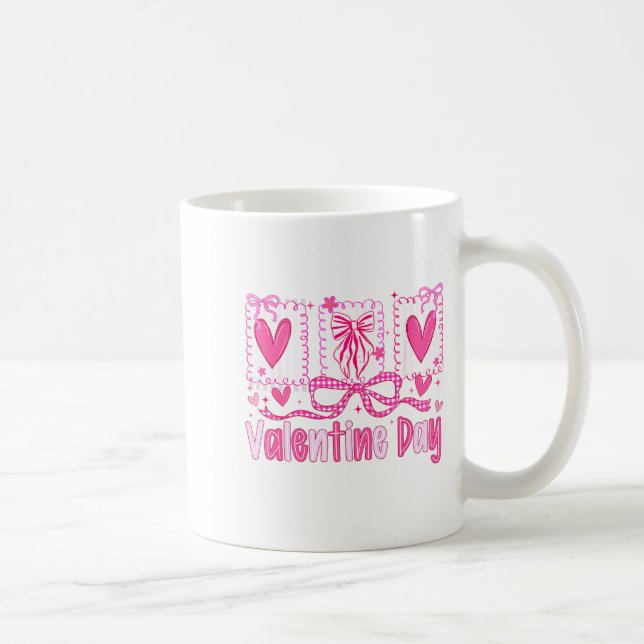 Valentines Day Preppy Hearts Coquette Bow Women Gi Coffee Mug (Right)