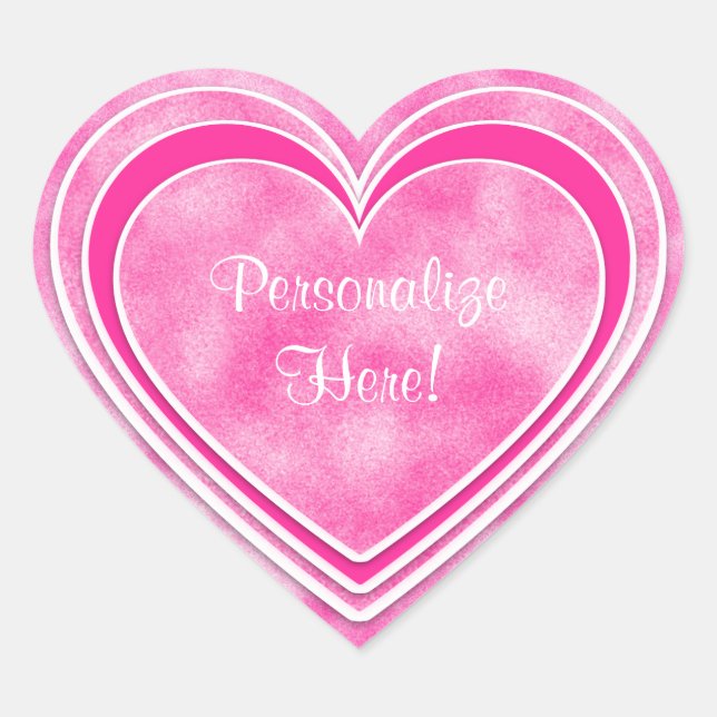 Valentine's Day - Pretty Pink Hearts Personalize Heart Sticker (Front)