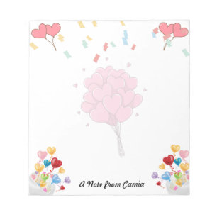 Valentine's Day Pretty Red Heart Balloons Notepad