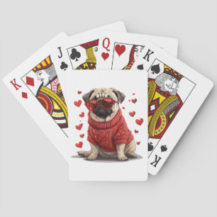 Valentines Day Pug Dog Poker Cards