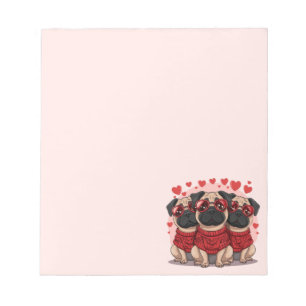 Valentines Day Pug Dogs Notepad