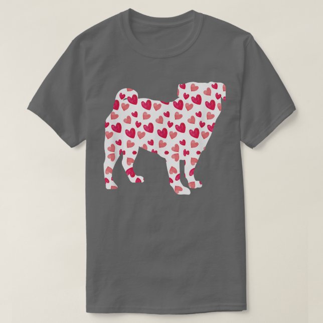 Valentines Day Pug Hearts Puppy Dog Lover  T-Shirt (Design Front)