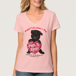 Valentine's Day Pug - Pugs N Kisses Black Pug T-Shirt