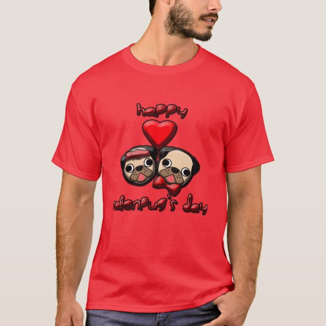valentines day pugs couple T-Shirt (Front)