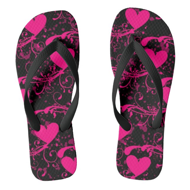 Valentine's Day Pugs Flip Flops (Footbed)